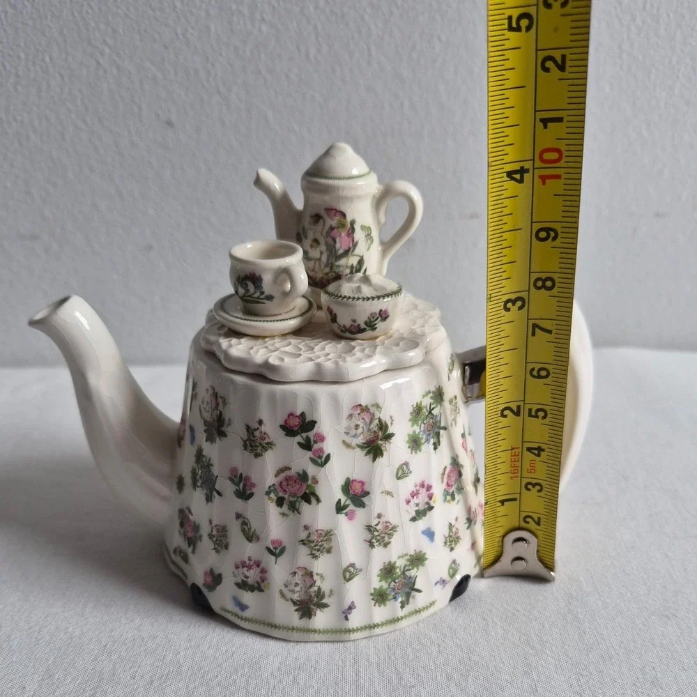 Portmeirion Miniature Teapot Victorian Tea Table Floral Chintz England Small